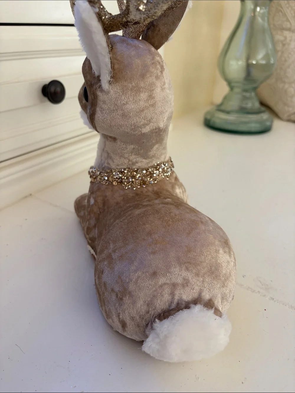 Holiday Reindeer Decor with Gold Antlers